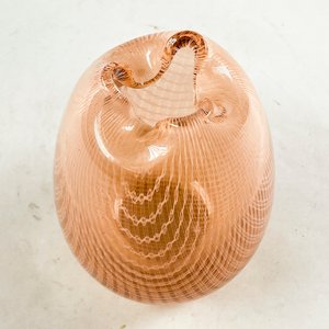 Florero de Cristal Color Durazno con Diseño Reticulado - imagen 2