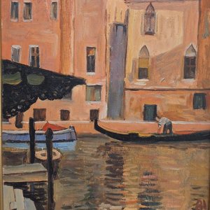 Cuadro al óleo "Venecia" de Edgardo Ribeiro - imagen 2