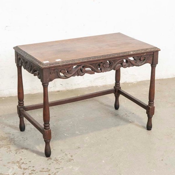 Mesa de Sala Antigua de Roble Tallado