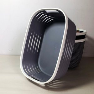 Tres cestos organizadores: uno rectangular gris y dos redondos - imagen 2