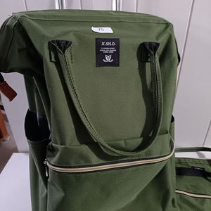 Set de Viaje: Mochila con Ruedas y Bolso Chico a Juego X.SH.D. Verde Lona - imagen 7