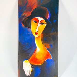 Lote siguiente: Cuadro Óleo Retrato de Dama Multicolor sobre Bastidor 100x50 cm