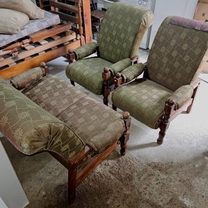 Juego living de madera tapizado - imagen 5