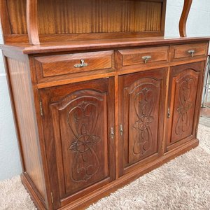 Aparador Antiguo de Madera Roble y Cerejeira con Alzada y Vidrios - imagen 6