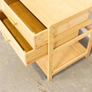 Mesa de Luz de Bambú con Dos Cajones y Estante - imagen 3