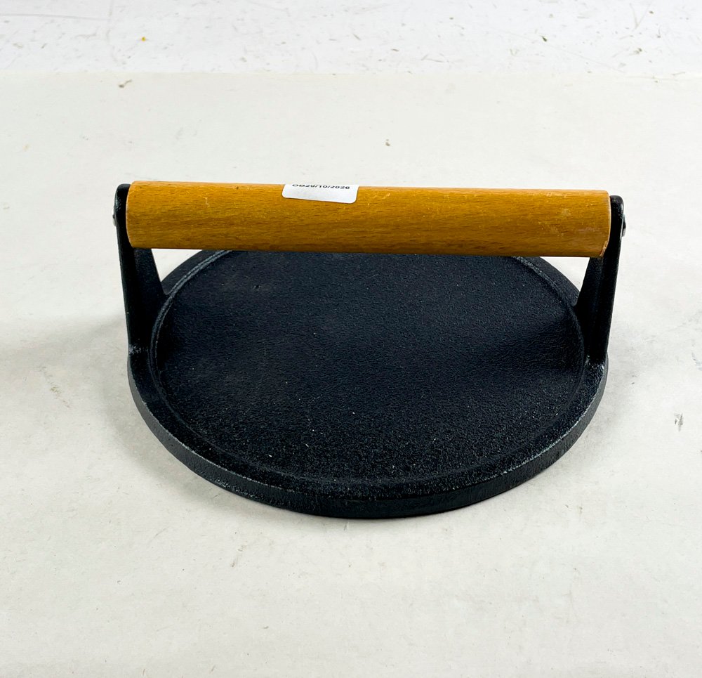 Prensa para Hamburguesas de Hierro con Mango de Madera - 18 cm