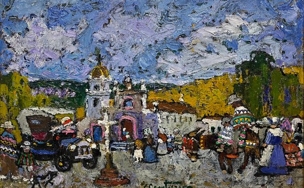 Oleo "Domingo Provinciano" de Jorge Centurión - 38 x 58 cm - imagen 1