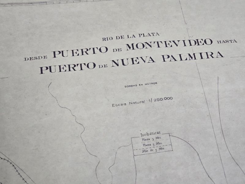 Mapa Antiguo Río de la Plata: Puerto de Montevideo a Puerto de Nueva Palmira