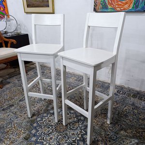 Taburetes Altos "Luna" Fábrica Delfino Álvarez Madera Maciza Blancos (2 Unidades) - imagen 7