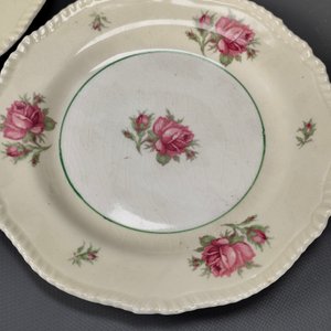 Juego de Loza Inglesa Woods Ivory Ware: Plato de Masas con 6 Platitos Florales - imagen 5