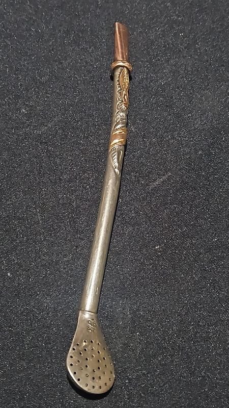 Bombilla de Plata y Oro para Mate, Excelente Estado