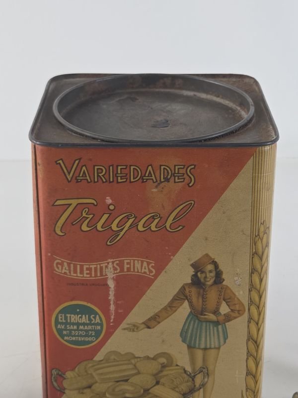 Antigua lata de galletitas finas Trigal en chapa litografiada - imagen 7