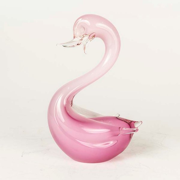 Adorno Cisne de Cristal Murano Rosa - 19 cm