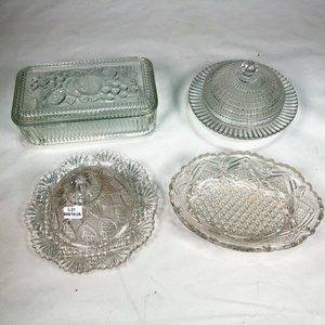 Centro de mesa con tapa y mantequeras de cristal tallado - imagen 2