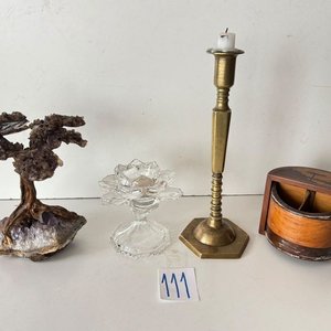 Candelabro de Bronce, Árbol de Amatista, Velero de Cristal y Caja de Madera - imagen 3