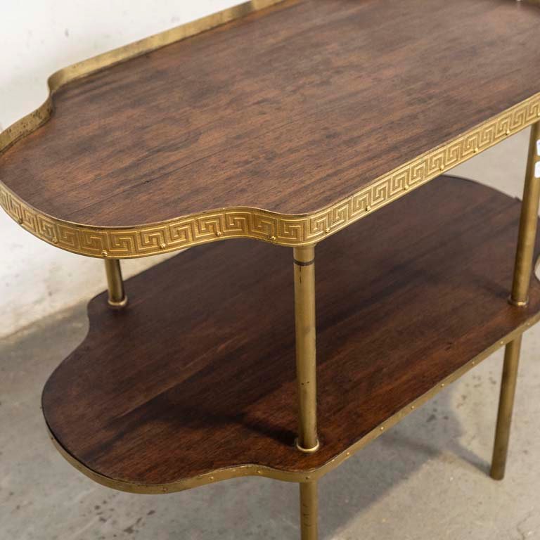 Mesa bar de dos niveles con detalles en oro - imagen 2