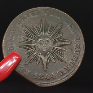 Moneda de Cobre de Uruguay 20 Centésimos Año 1844 - Marcos Silvera Variante 5.1.1 - imagen 6