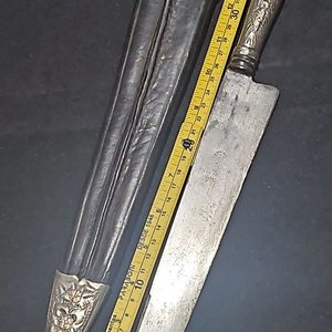 Cuchillo de Caza Antiguo con Detalles en Plata y Oro - imagen 10