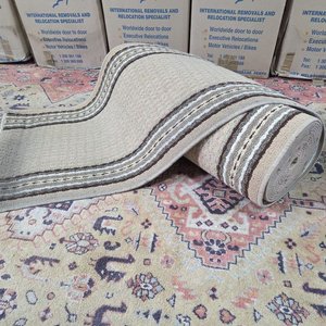 Caminero Beige con Rayas Marrones y Blancas - 10.20m x 28cm - imagen 1