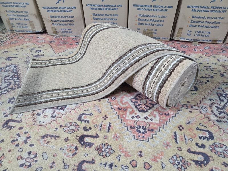 Caminero Beige con Rayas Marrones y Blancas - 10.20m x 28cm