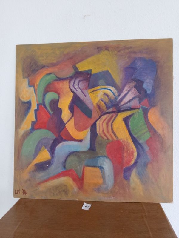 Oleo sobre cartón abstracto 65 x 65 cm