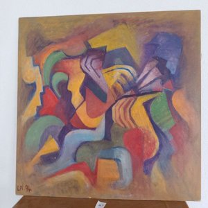 Oleo sobre cartón abstracto 65 x 65 cm - imagen 1