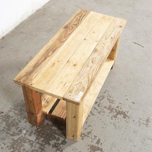 Mesa Ratona Rústica de Pino con Estante - imagen 3