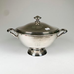 Sopera Christofle de Metal Plateado con Tapa y Monograma - imagen 2