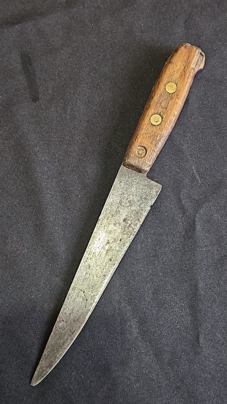 Cuchilla Antigua de Cocina con Hoja de 18 cm y Mango de Madera