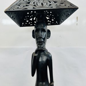 Luminaria de Pie Figura Africana en Madera Tallada - 120cm - imagen 2