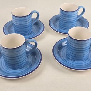 Juego de Vajilla Cerámica Azul Rayado para 4 Personas - imagen 4