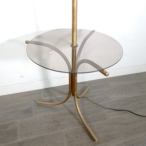 Lámpara de Pie Bronce y Vidrio con Pantalla de Tela - Funciona - imagen 4
