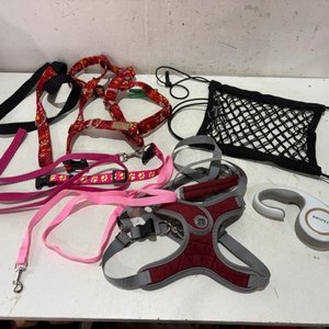 Lote siguiente: Lote de Accesorios para Mascotas: Collares, Correas y Arnés