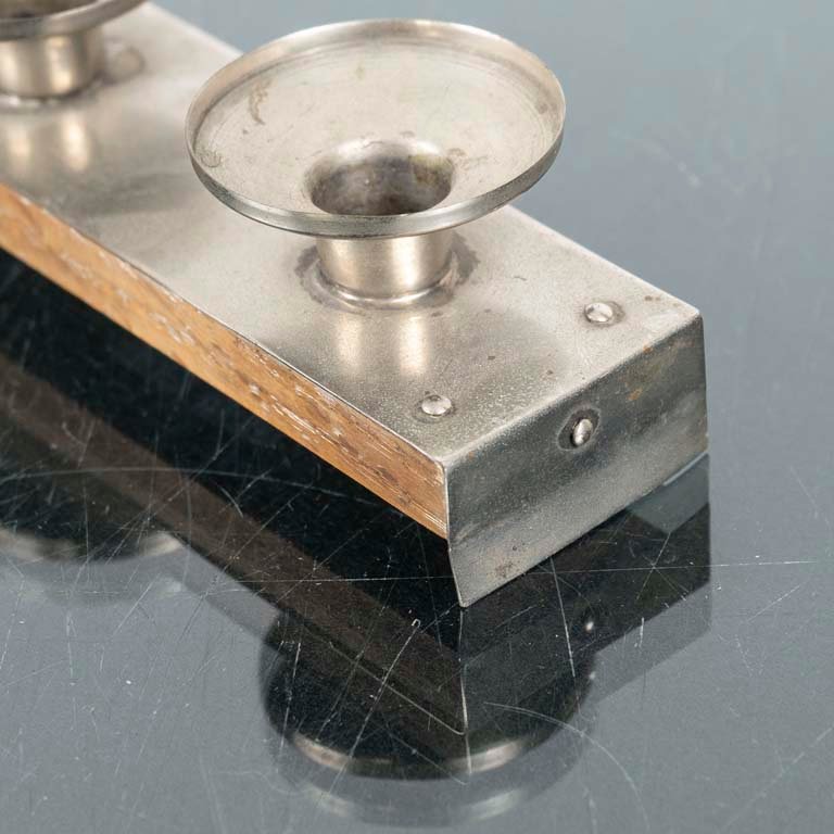 Candelabro de metal y madera para candelas - imagen 2