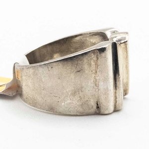 Anillo Doble Oro y Plata con Diseño Geométrico - imagen 2