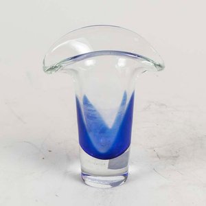 Florero Cristal Estilo Murano Azul y Transparente - imagen 1