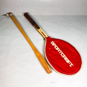 Raqueta de Bádminton Sportcraft y Calzador de Madera Vintage - imagen 2
