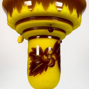 Colgante Francés de Cristal Amarillo y Marrón, Una Luz - imagen 3