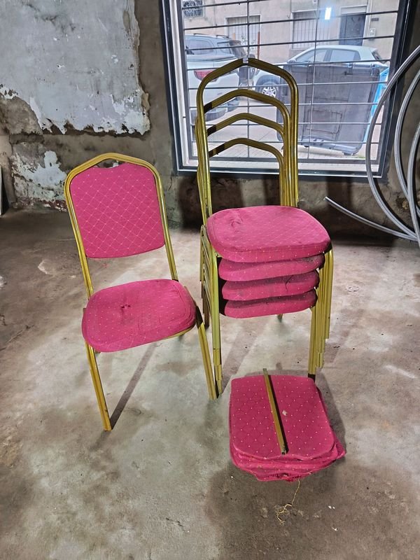 Lote de 5 Sillas Plegables Tapizadas Color Rosa - imagen 1