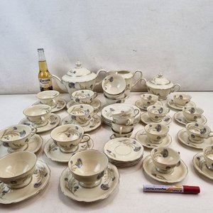 Juego de Té y Café Hutschenreuther LHS Bavaria Weimar Porcelana Alemana Flores Azules - imagen 2