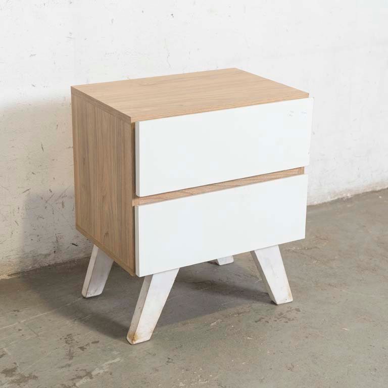 Mesa de Luz Moderna con Dos Cajones en MDF Melamínico
