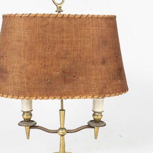 Lámpara de Sobremesa de Bronce con Pantalla de Dos Luces - imagen 2