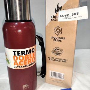 Termo Tipo Americano Rojo Lyss Doble Tapa Acero Inoxidable - imagen 3