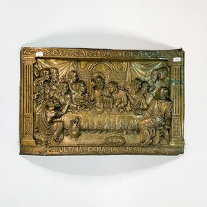 Cuadro de Chapa en Relieve "Última Cena de Jesús" 64x40 cm - imagen 1