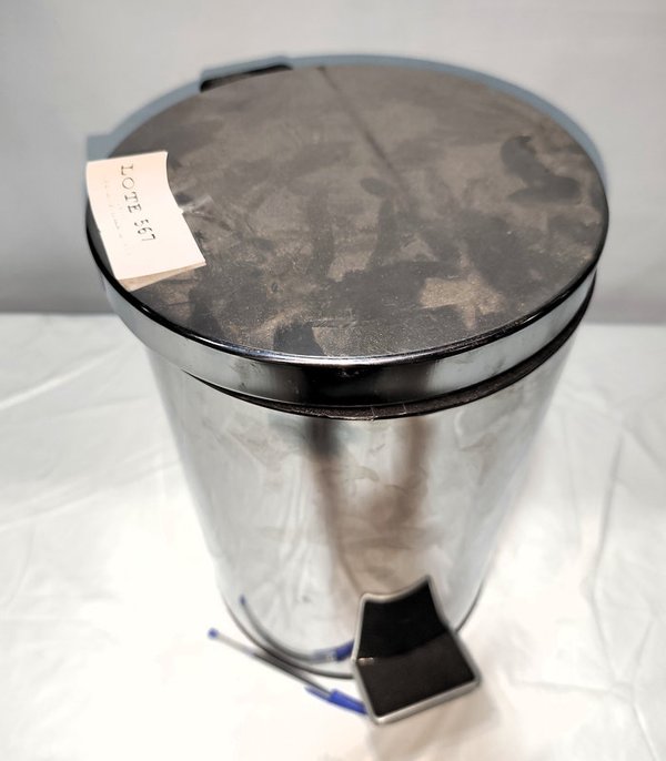 Papelera de Acero Inoxidable con Tapa Batiente y Cubo Interior, 12 Litros