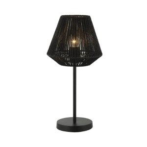 Lámpara de Mesa Tejida Negra con Base Metálica - imagen 2
