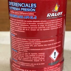 Aceite para Diferenciales Raloy Alta Presión SAE 85W-140 API GL-5 (2 Litros) - imagen 3