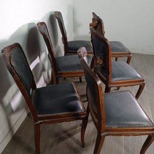 Seis Sillas Estilo Luis XV Tapizado Deteriorado - imagen 8