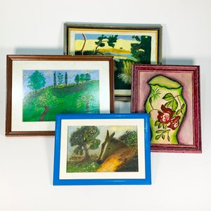 Lote de 11 Cuadros: Óleos y Láminas con Paisajes, Jarrones, Virgen, Catedral y Más - imagen 4