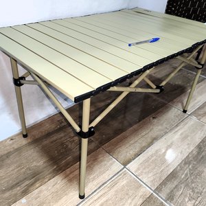 Mesa Plegable de Camping Arye Beige Esterillada 96x55cm - imagen 3